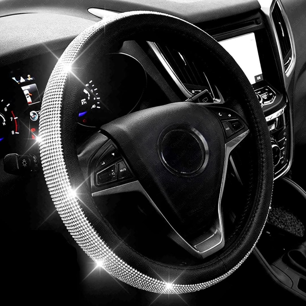 Black and Silver Steering Wheel Cover